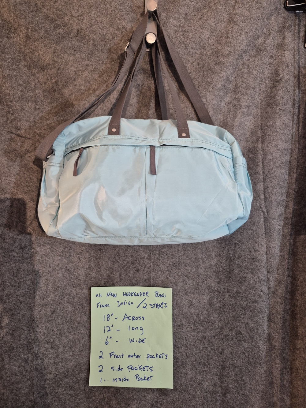 Indigo Light Blue Crossbody Weekender Bag